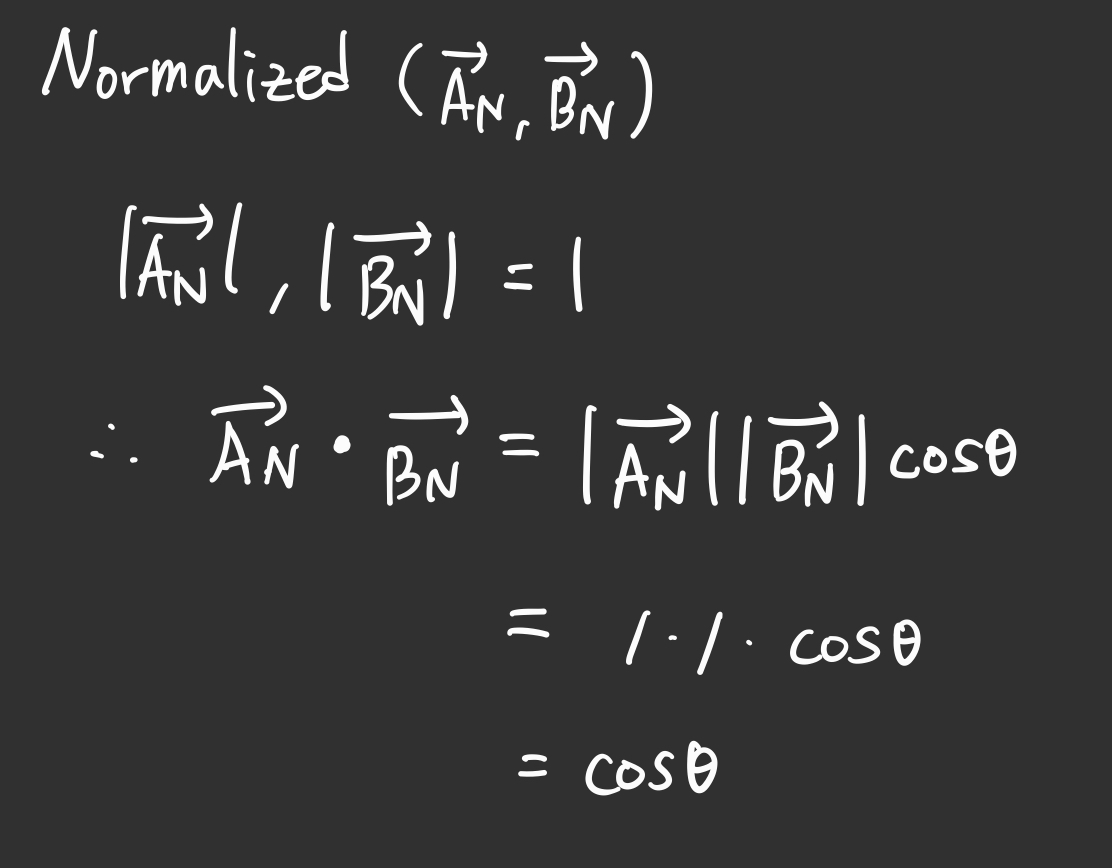 normalized A벡터 B벡터 내적